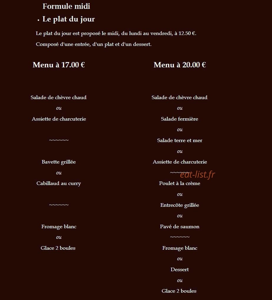 Restaurant Le Pierrelattin — carte page 1