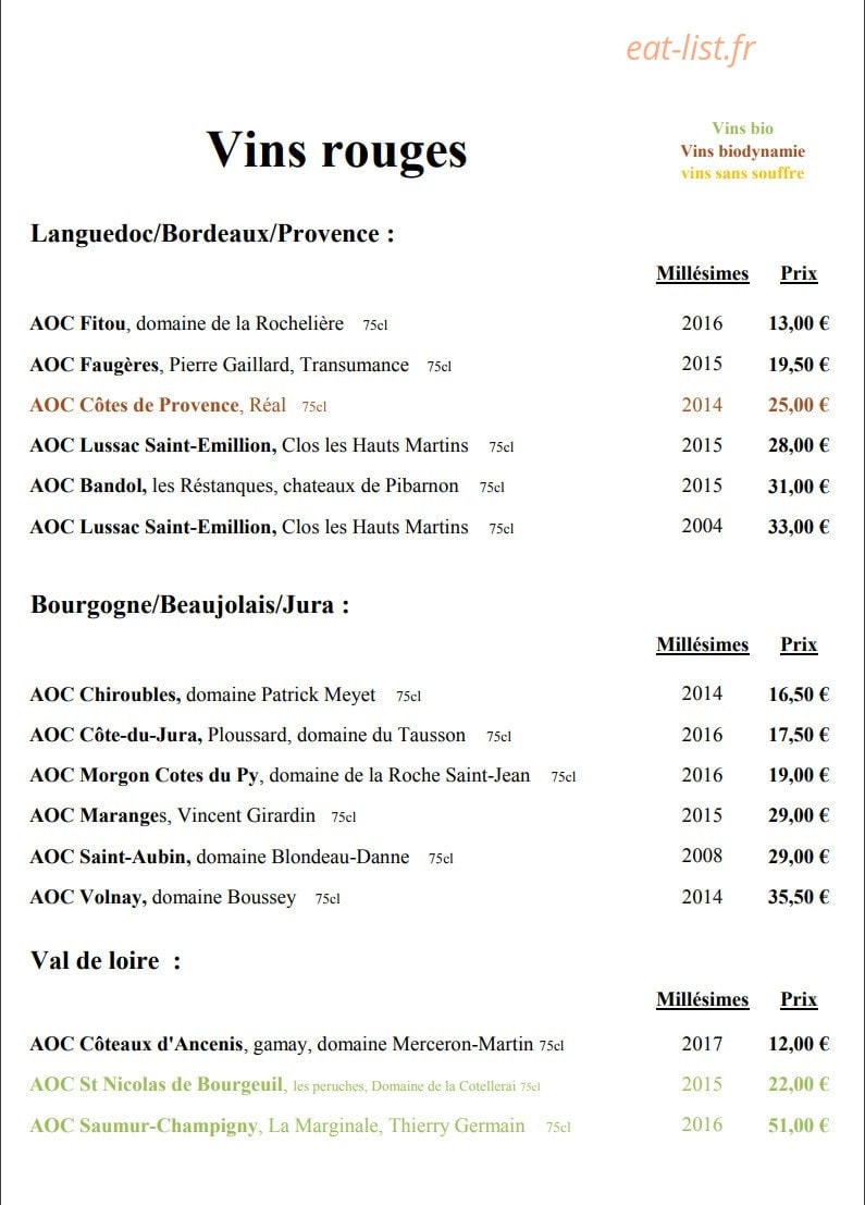 Le Murmure des Vins — carte page 6