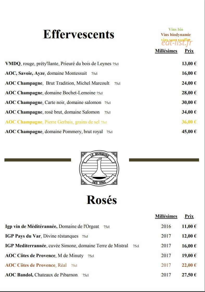 Le Murmure des Vins — carte page 4