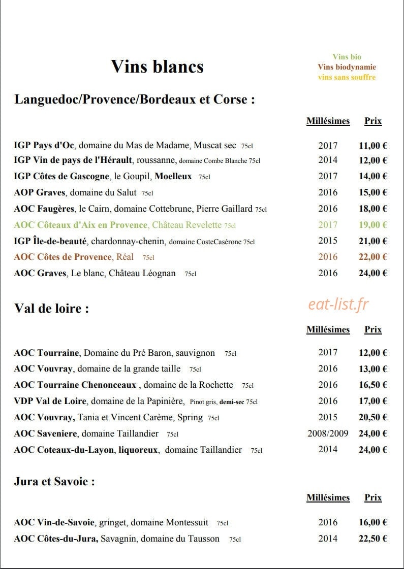 Le Murmure des Vins — carte page 3