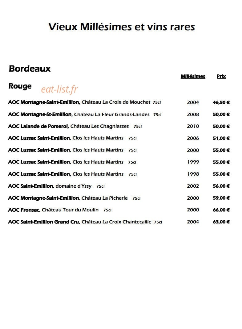 Le Murmure des Vins — carte page 8