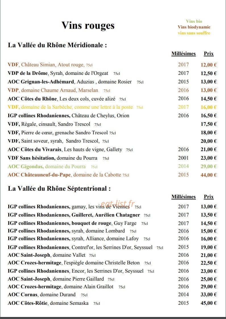Le Murmure des Vins — carte page 5