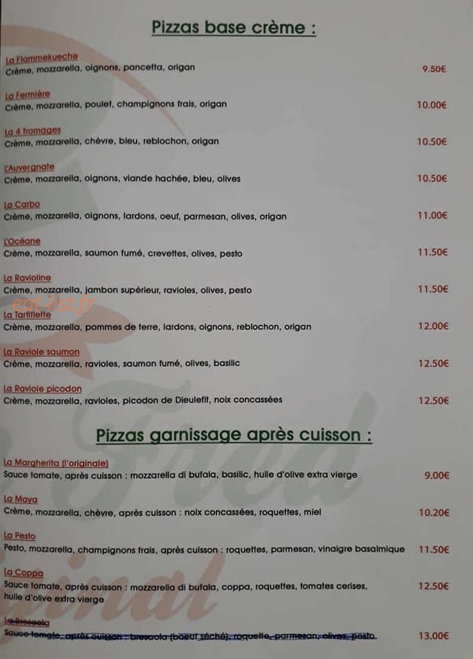 Pizza Fred — carte page 2