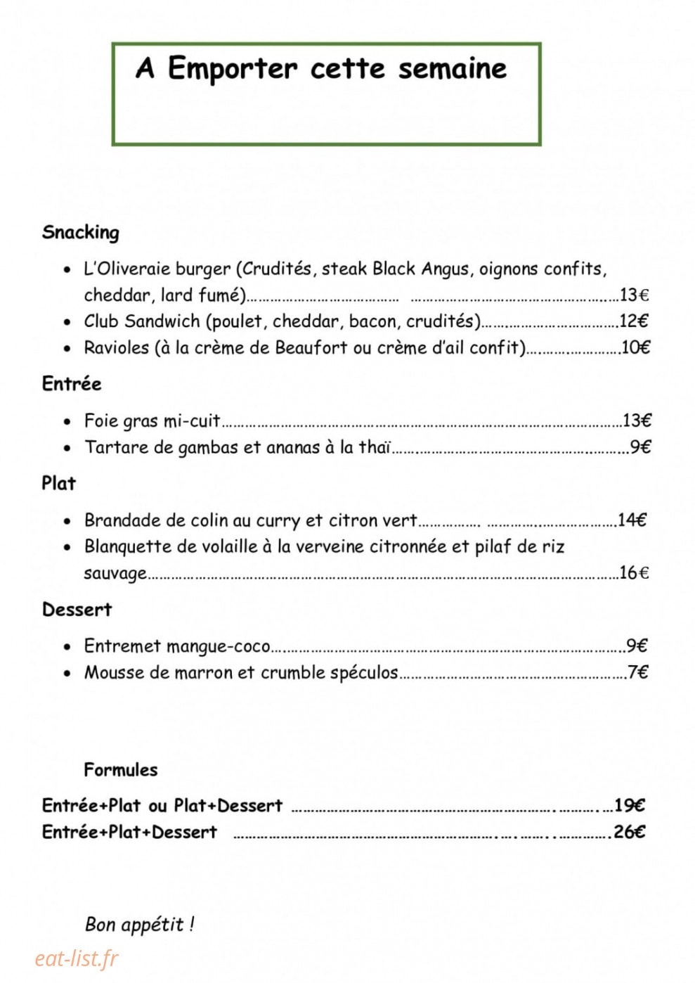 L'Oliveraie — carte page 2