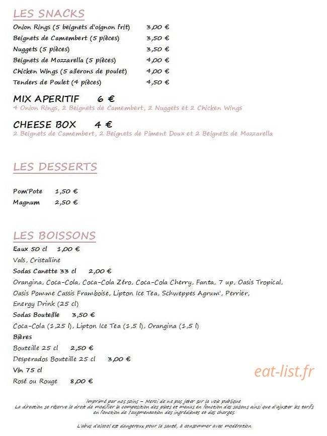 Au P'tit Patisse — carte page 4