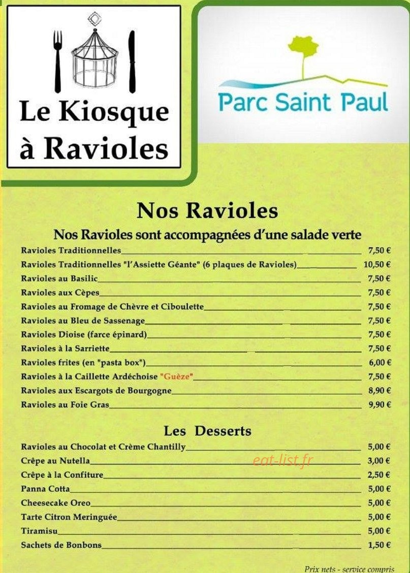 Le kiosque à Ravioles — carte page 2