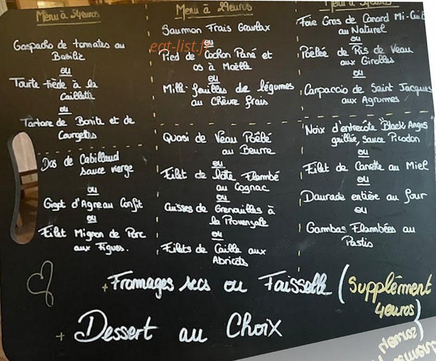 L' Auberge — carte page 1