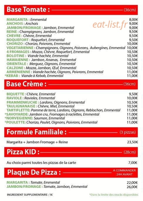 Amédéo Pizza — carte page 1