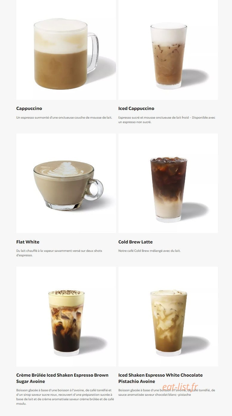 Starbucks Coffee — carte page 2