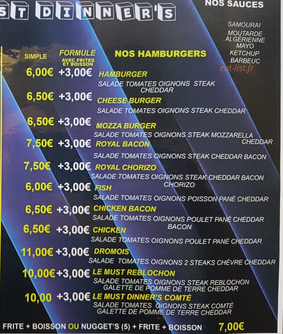 Must Dinner's — carte page 2