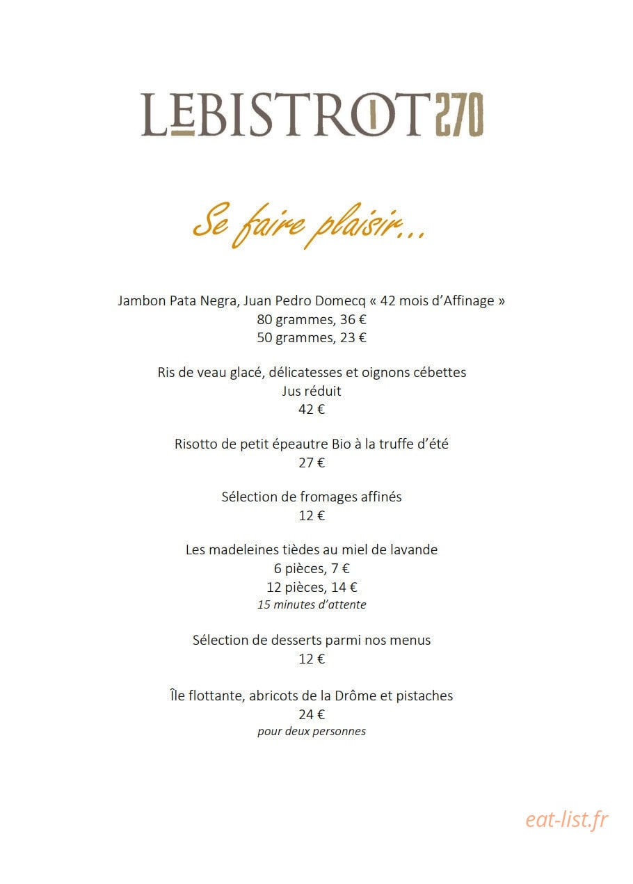 Le Bistrot 270 — carte page 3