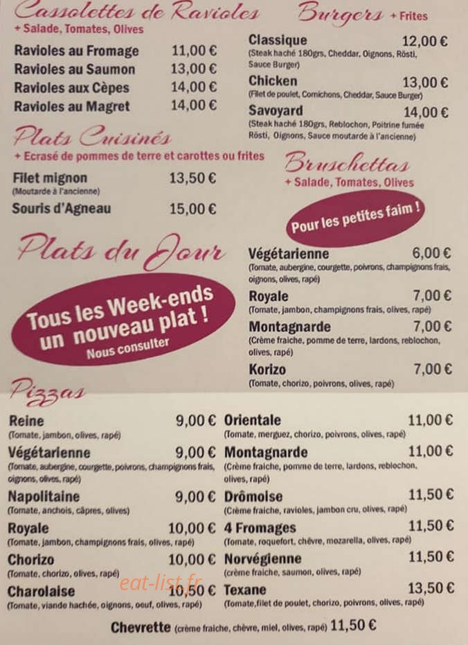 L’auberge Bouchet — carte page 2