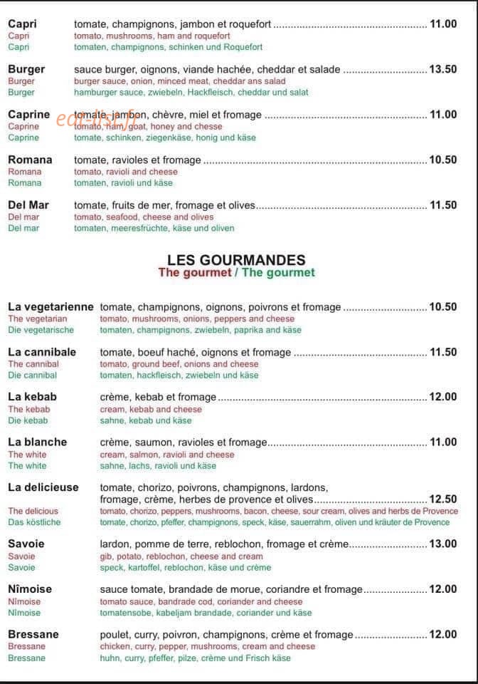 Pizzéria Le Cerisier — carte page 2