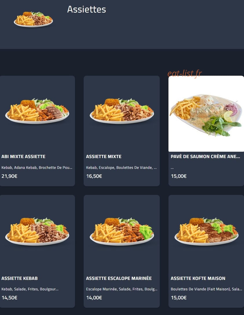 Abi Kebab Naan Tacos — carte page 1