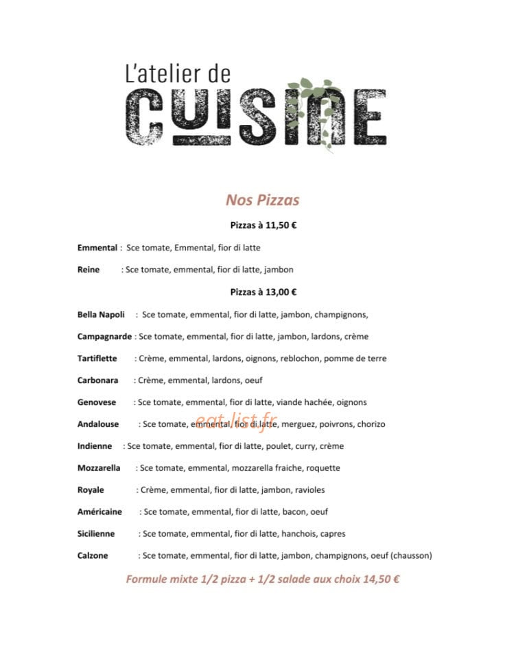 L'atelier de Cuisine — carte page 2
