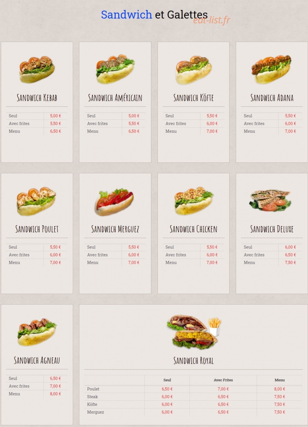 Bak food — carte page 2