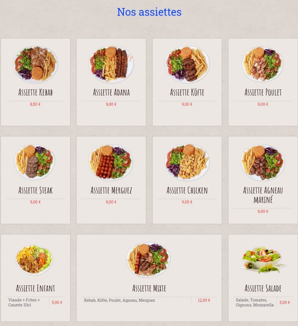 Bak food — carte page 1