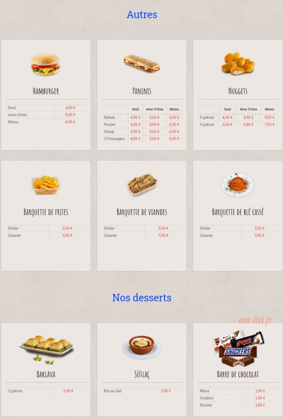 Bak food — carte page 3