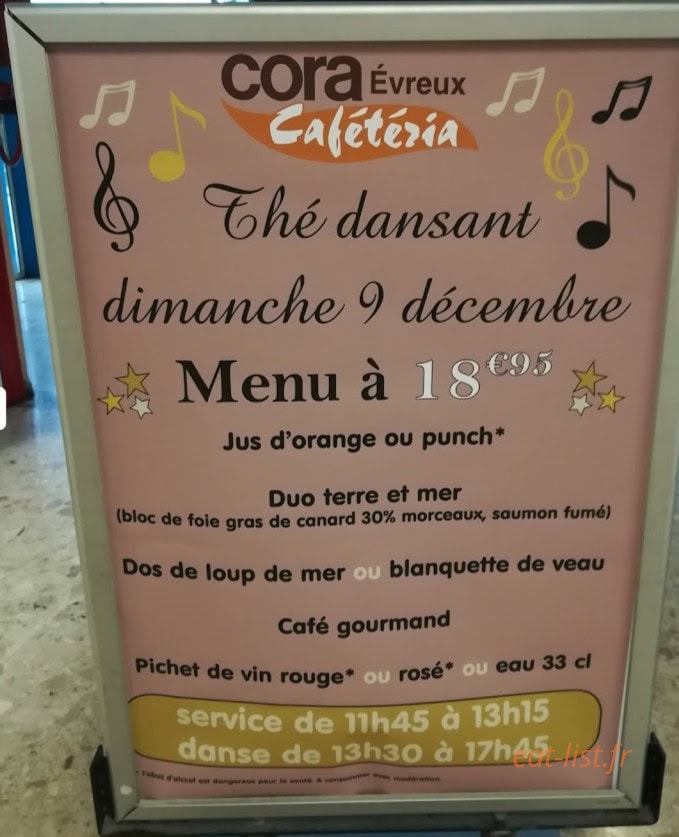 Cora Cafeteria — carte page 1