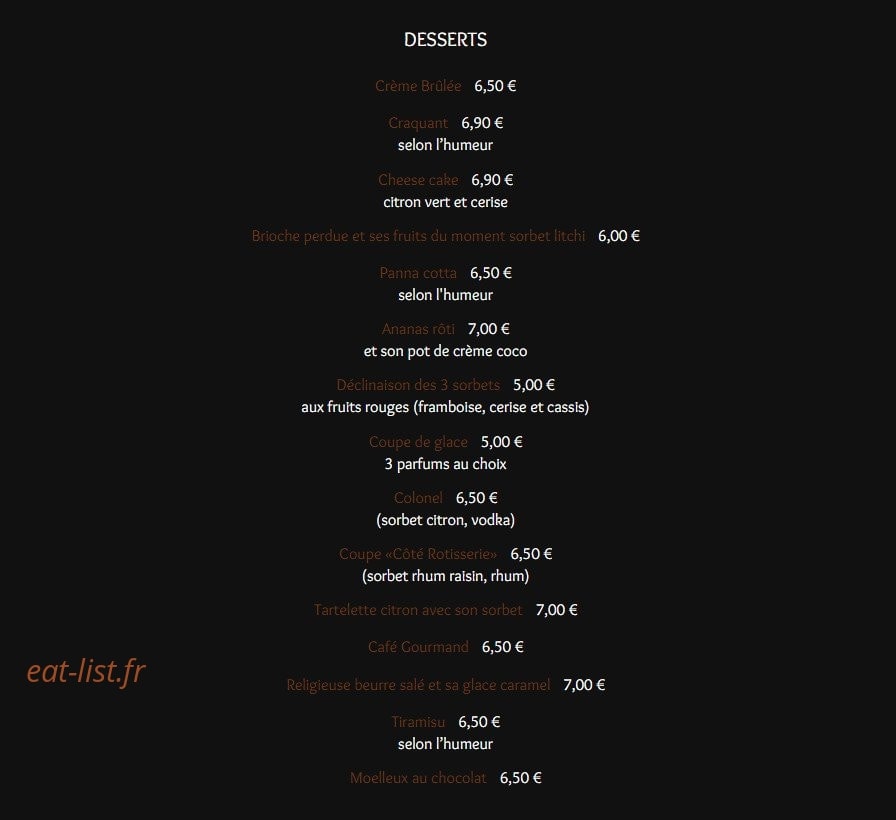 Côté Rôtisserie — carte page 10