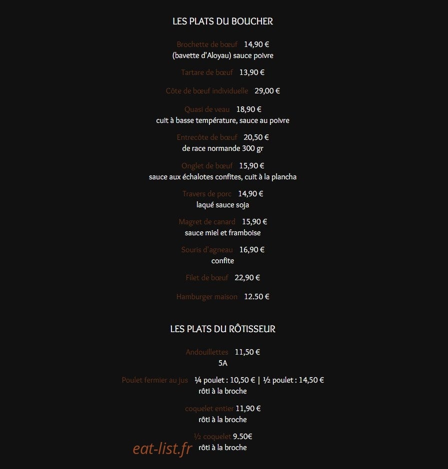 Côté Rôtisserie — carte page 9