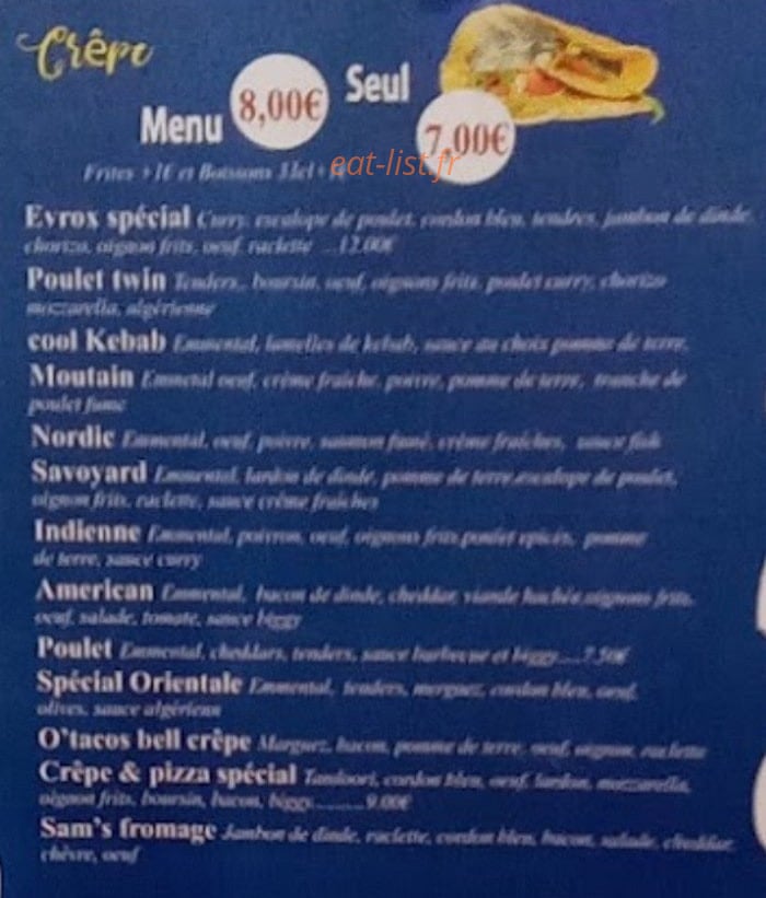 Crepes & Pizza express — carte page 4