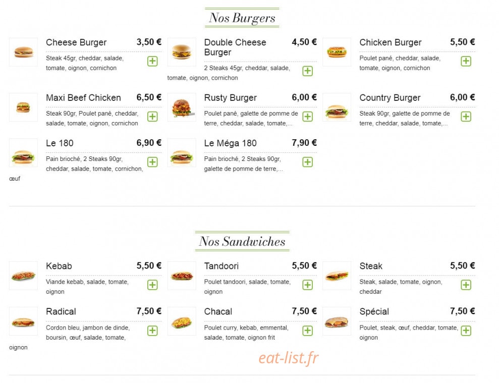 Fried chicken — carte page 1