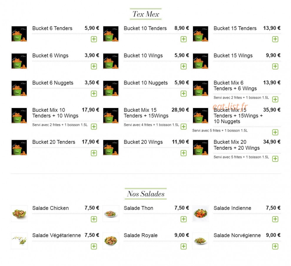 Fried chicken — carte page 3