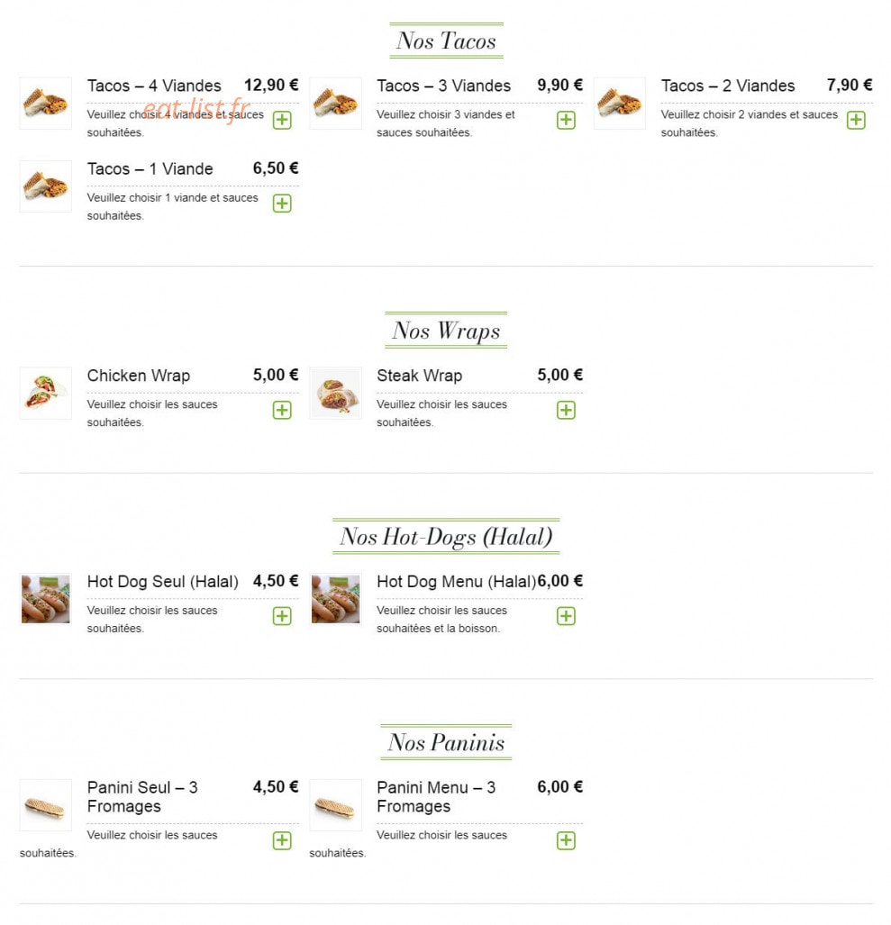 Fried chicken — carte page 2