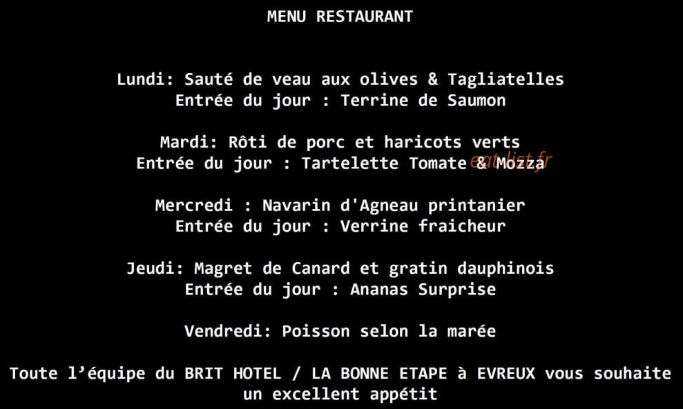 La Bonne Etape — carte page 1