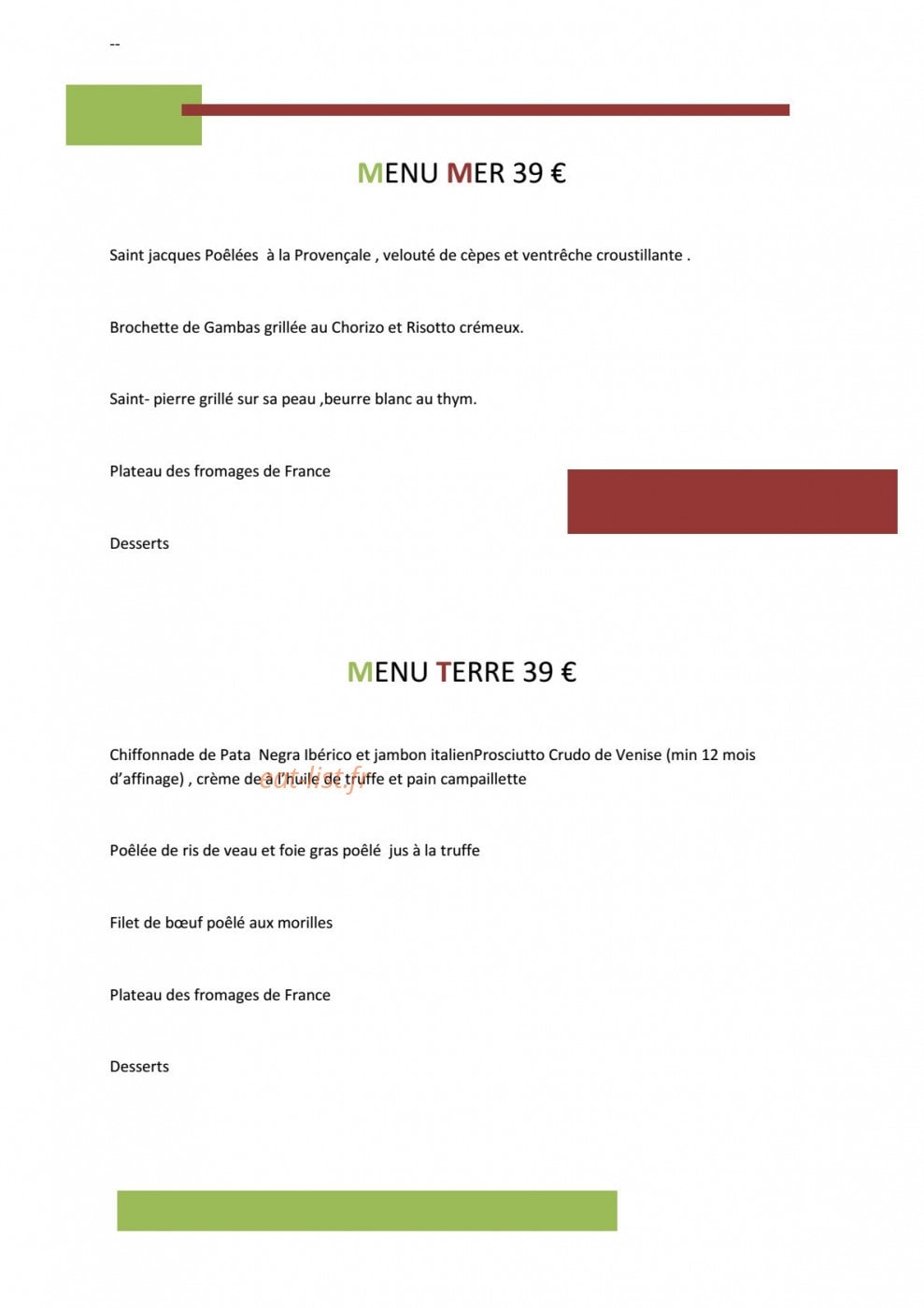 La Vieille Gabelle — carte page 1