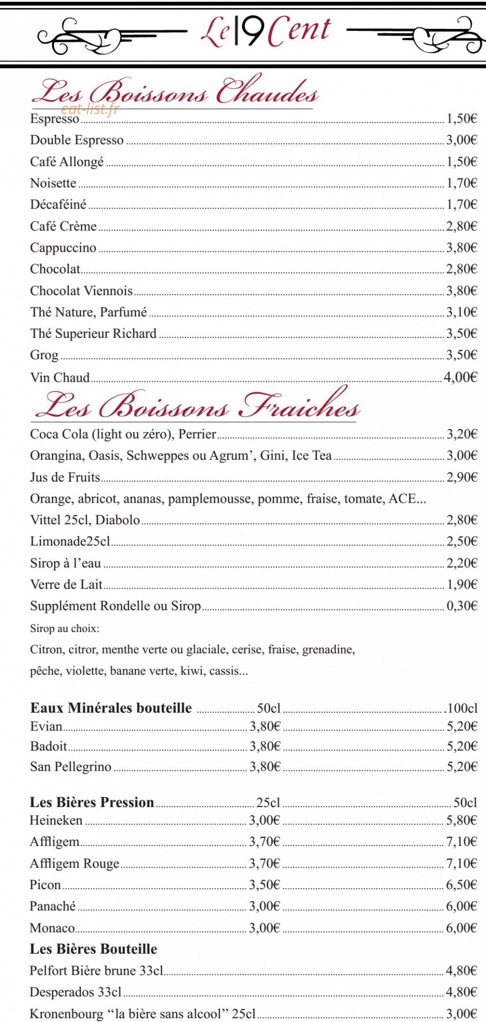 Le 19Cent — carte page 6