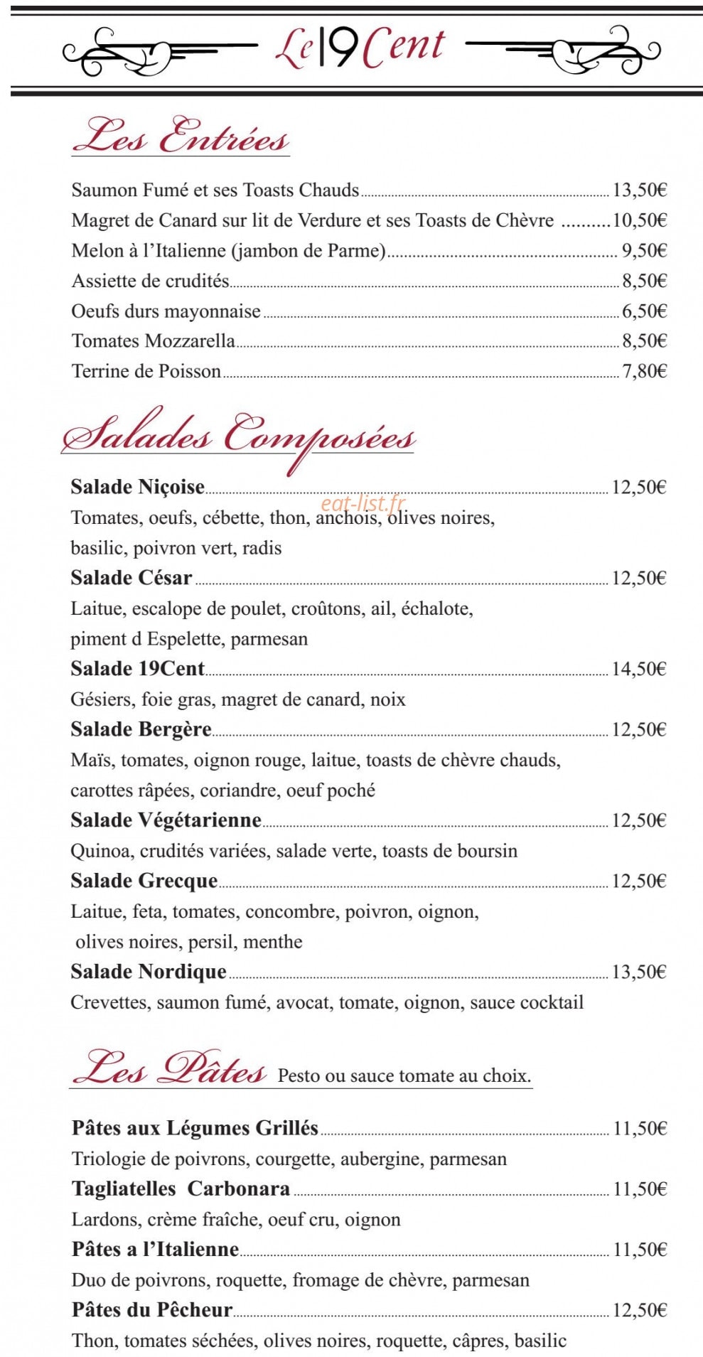 Le 19Cent — carte page 2