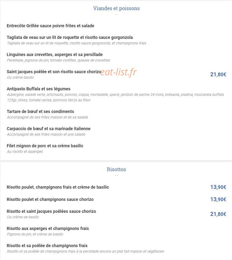 Le bistro italien — carte page 3