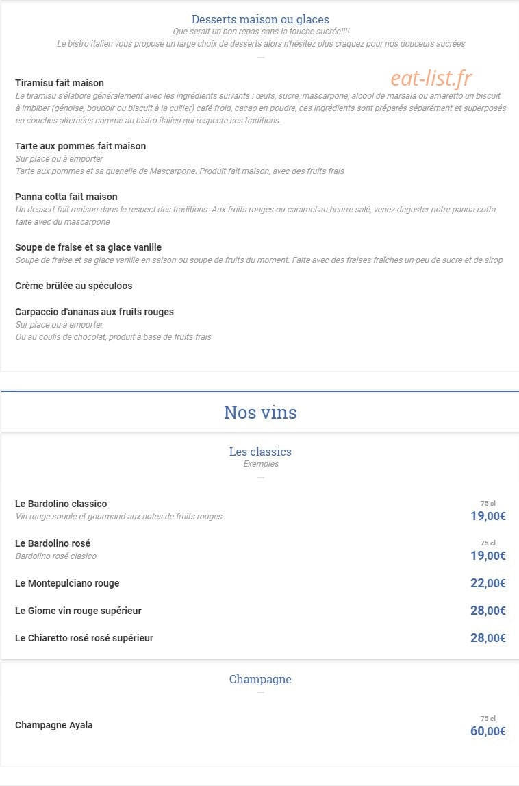 Le bistro italien — carte page 5