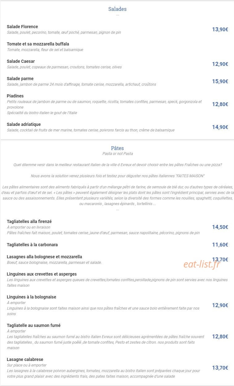Le bistro italien — carte page 2