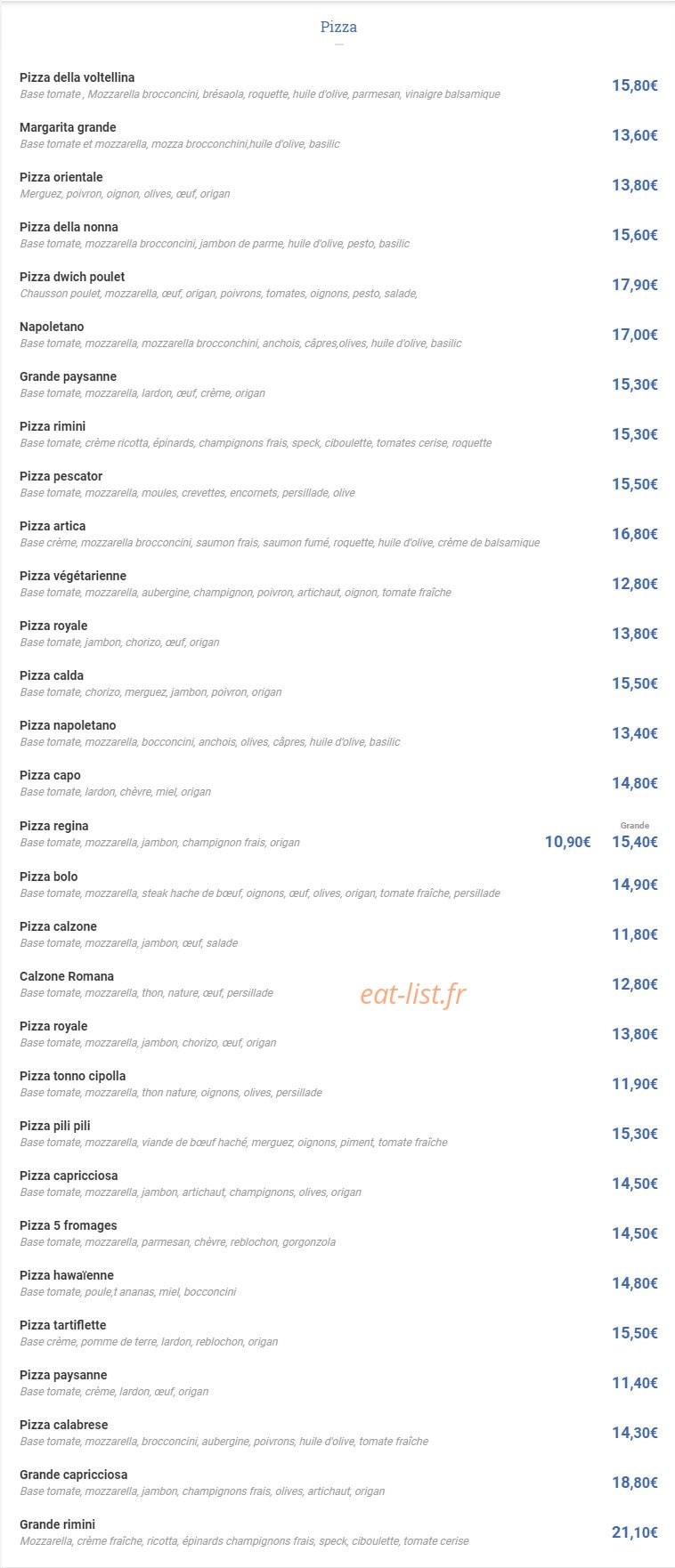 Le bistro italien — carte page 4