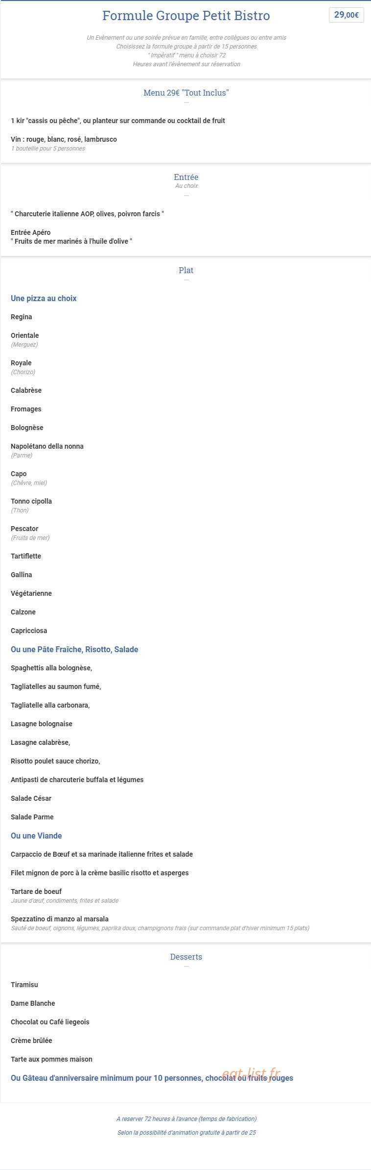 Le bistro italien — carte page 6