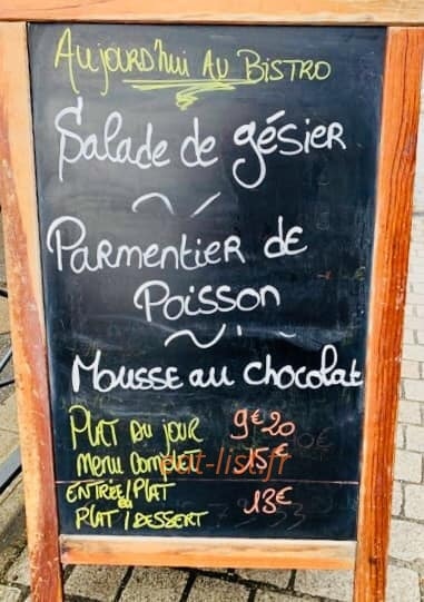 Le bistro — carte page 1