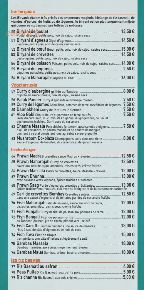 Le Maharajah — carte page 4