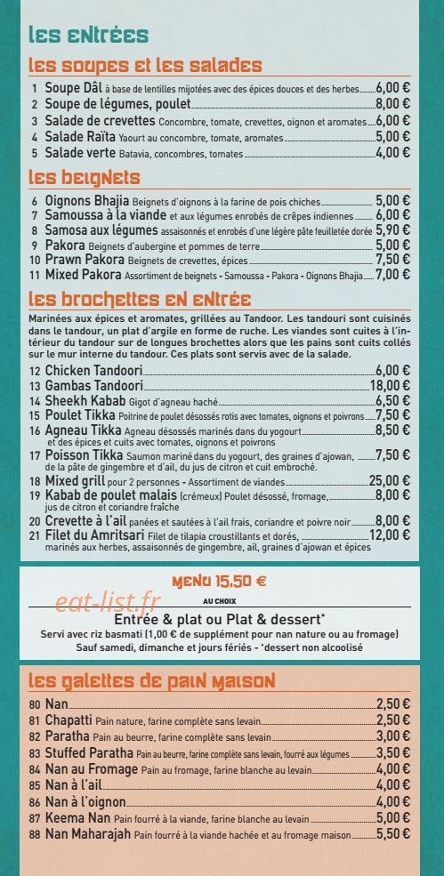 Le Maharajah — carte page 2