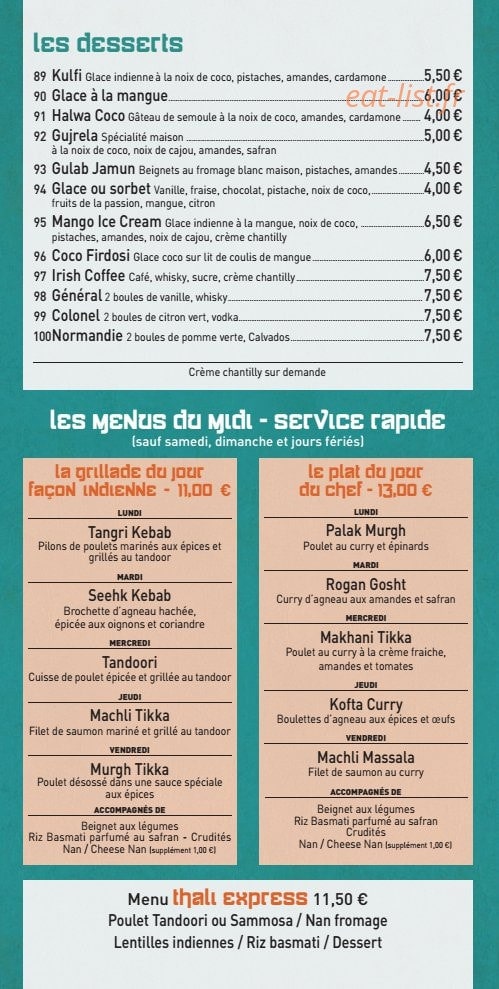 Le Maharajah — carte page 5