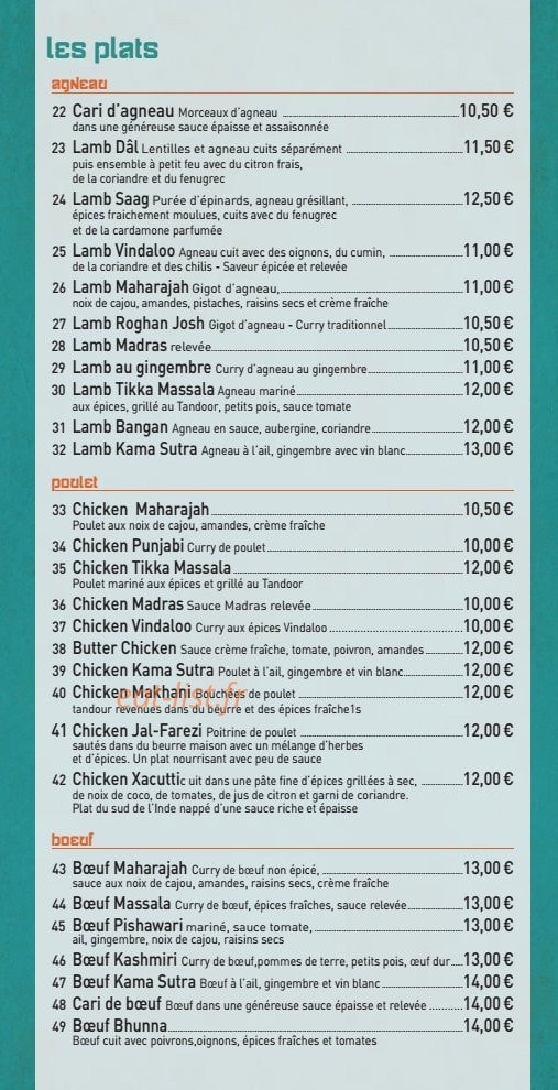 Le Maharajah — carte page 3