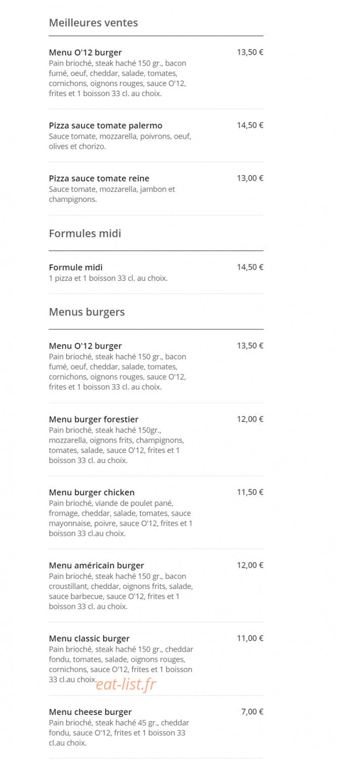O'12 L'Authentique — carte page 1