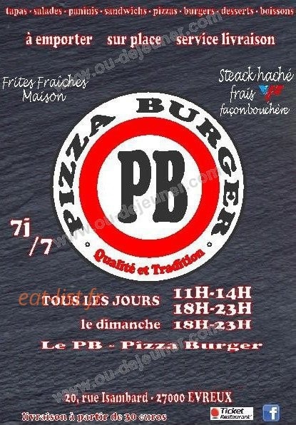 Pizza Burger — carte page 1