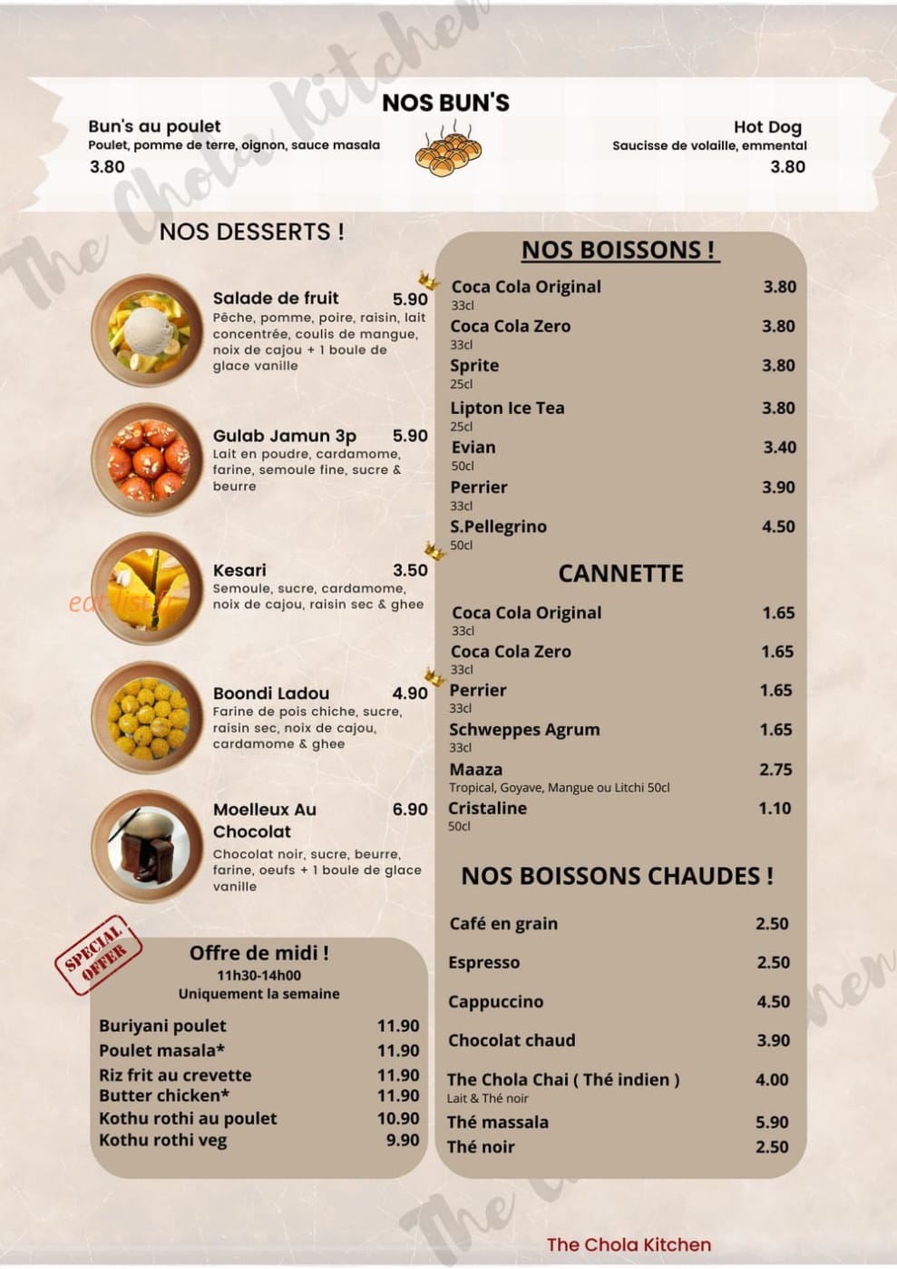 The Chola Kitchen — carte page 3