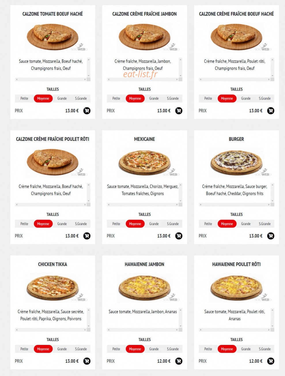 Carte et menu de Pizzeria du vaudreuil à Le Vaudreuil — Les pizzas viandes page 2