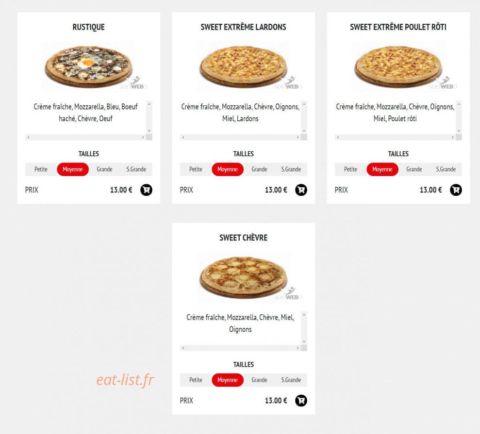 Carte et menu de Pizzeria du vaudreuil à Le Vaudreuil — Les pizzas fromages suite
