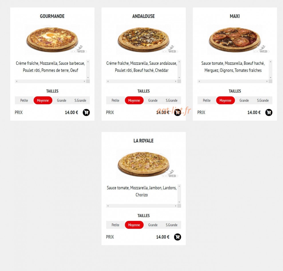 Carte et menu de Pizzeria du vaudreuil à Le Vaudreuil — Les pizzas viandes page 4