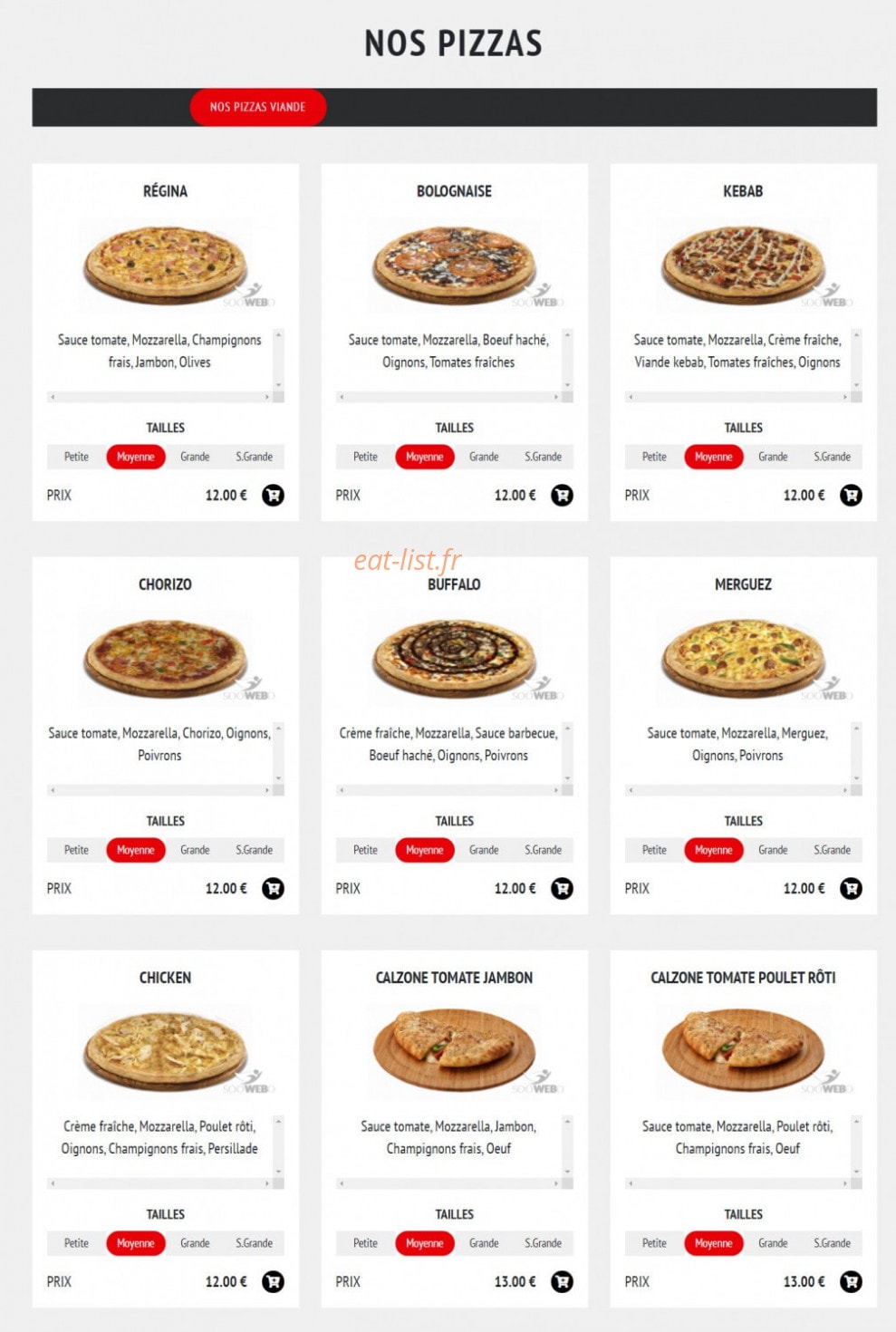 Carte et menu de Pizzeria du vaudreuil à Le Vaudreuil — Les pizzas viandes